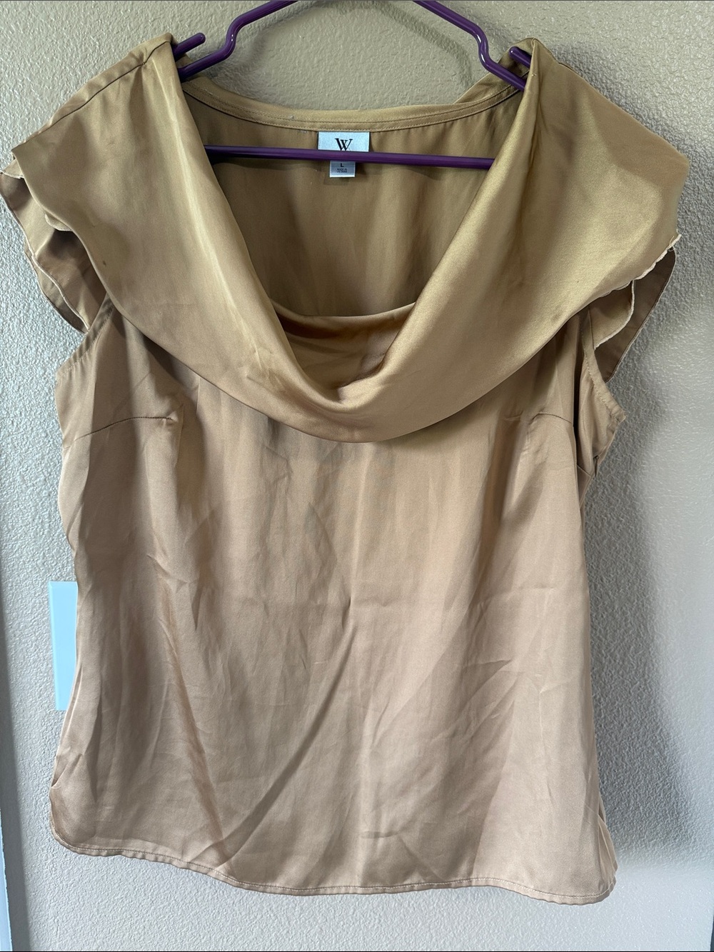 🥳 7/$10!! Cowl Neck Cap Sleeve Top size LG